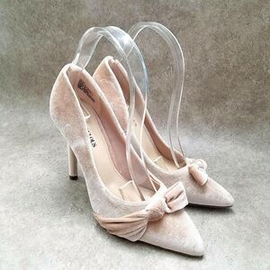 JustFab Womens Alyce Sz 6 M Pink Slip On Pointed Toe Heels Pumps Bow